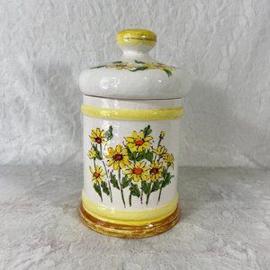 Vintage Sears Roebuck & Co Yellow Daisy 1976 ceramic kitchen canister
